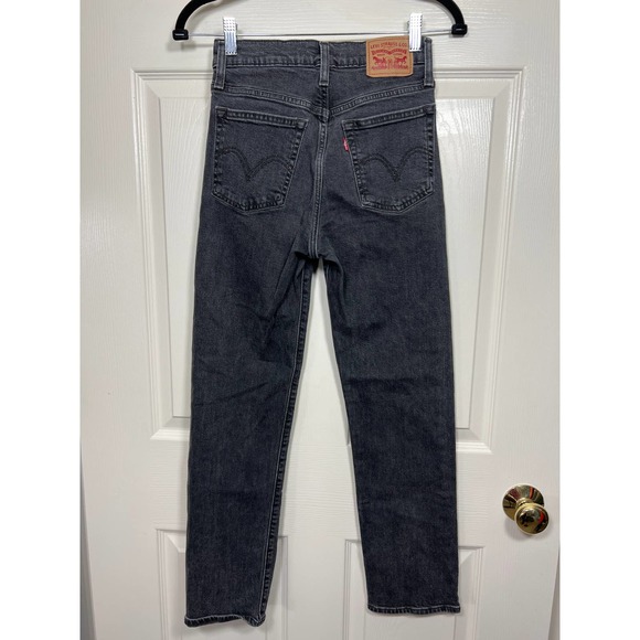 Levi's Wedgie Straight Women's Button Fly Gray Wash Denim Jean size 25 - Picture 2 of 9